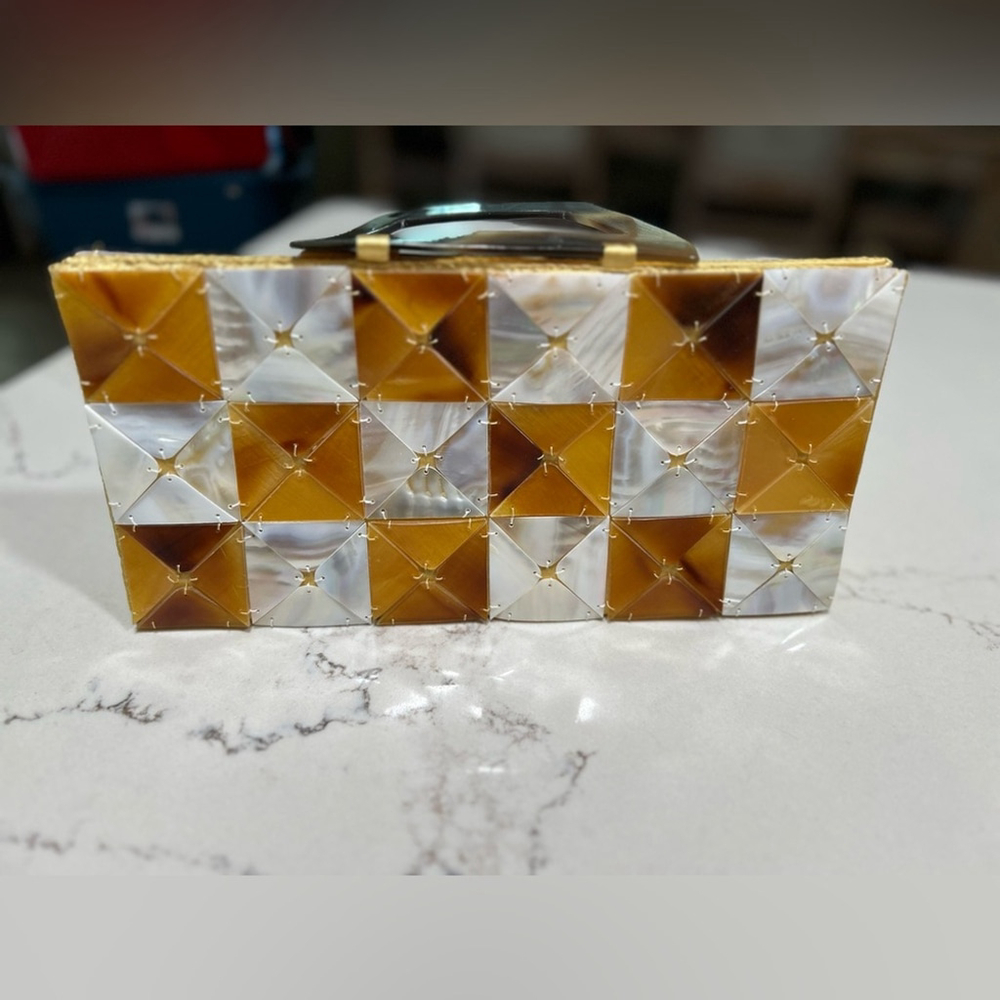 NEW Retro 70's Acrylic Checkerboard Clutch Purse 10”
